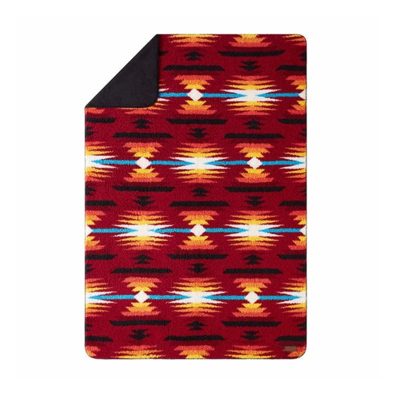 Pendleton Sherpa Fleece Throw Short Sands Red - Picture 3 of 3